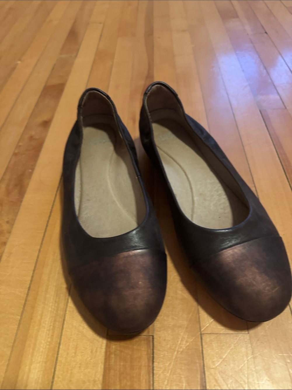 Dansko Two-Tone Brown Leather Ballet Flats